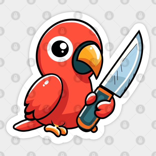 Parrot with knife! Sticker by Anime Meme's